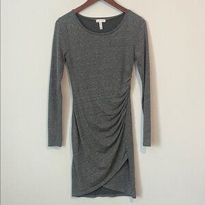 Leith Gray Ruched Long Sleeve Dress